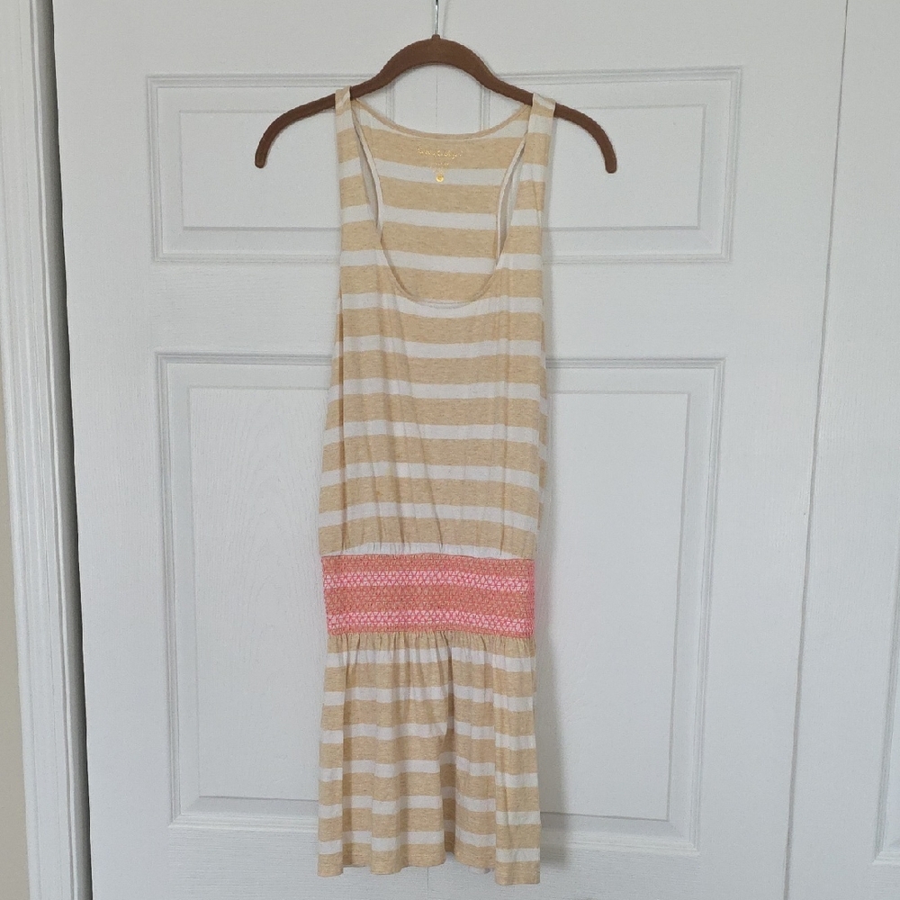 Lilly Pulitzer Beige and Pink Striped Midi Dress